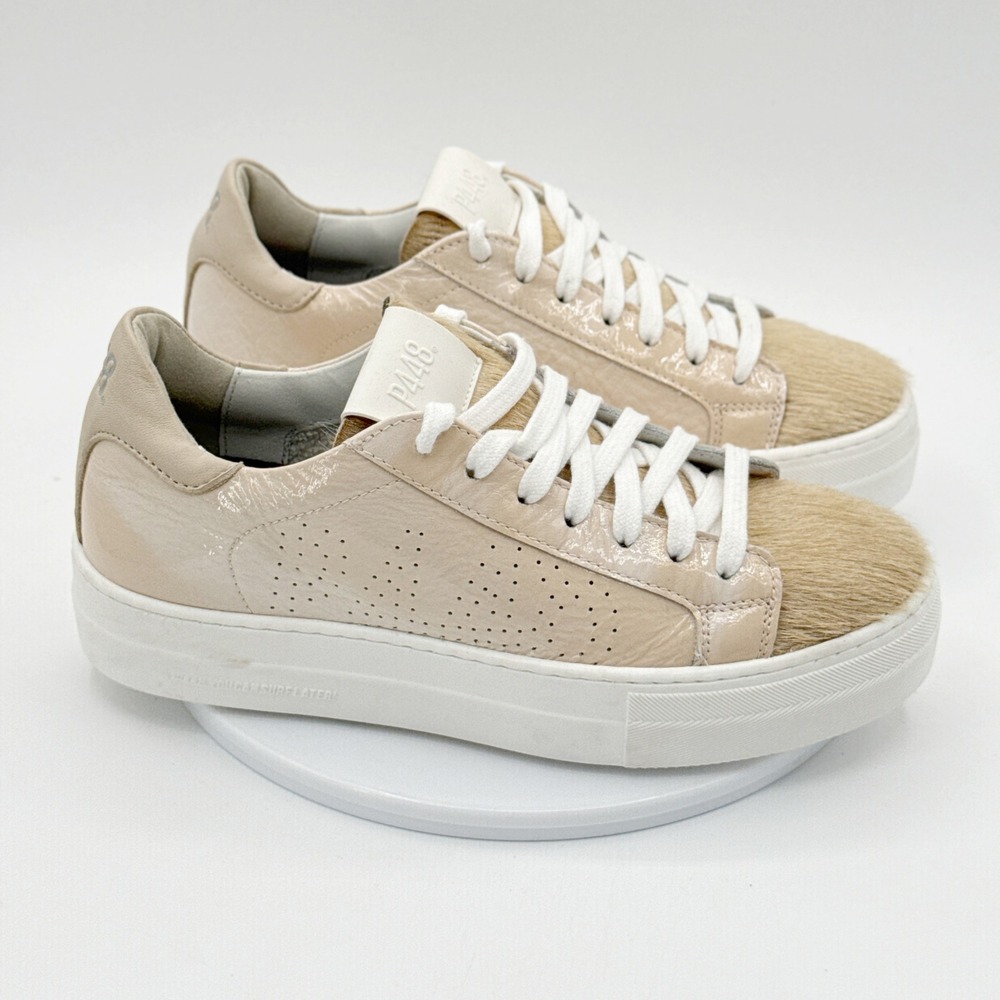 P448 Bali Sneakers Size 5.5 Womens Cream / White Calf Hair - NEW‎ no box